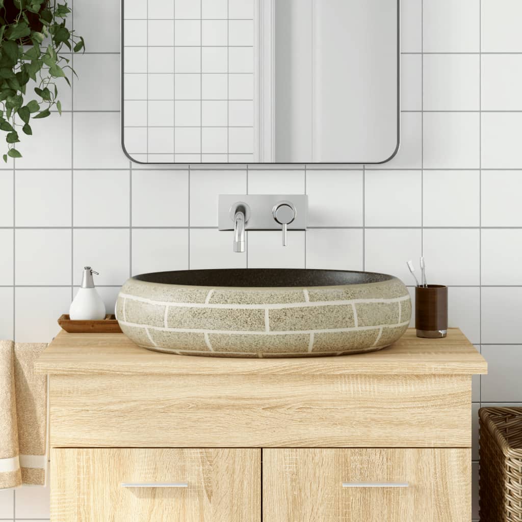 Vidaxl Staction Wasker Ovaal 59x40x15 cm Céramique Multi-Color