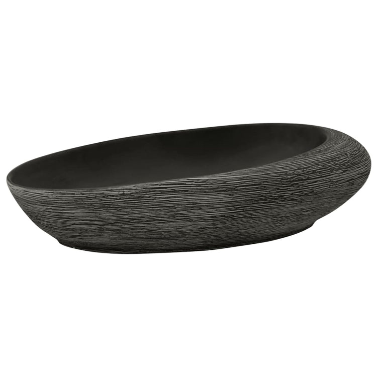 Vidaxx lavabo à poser ovale 59x40x14 cm céramique gris et noir