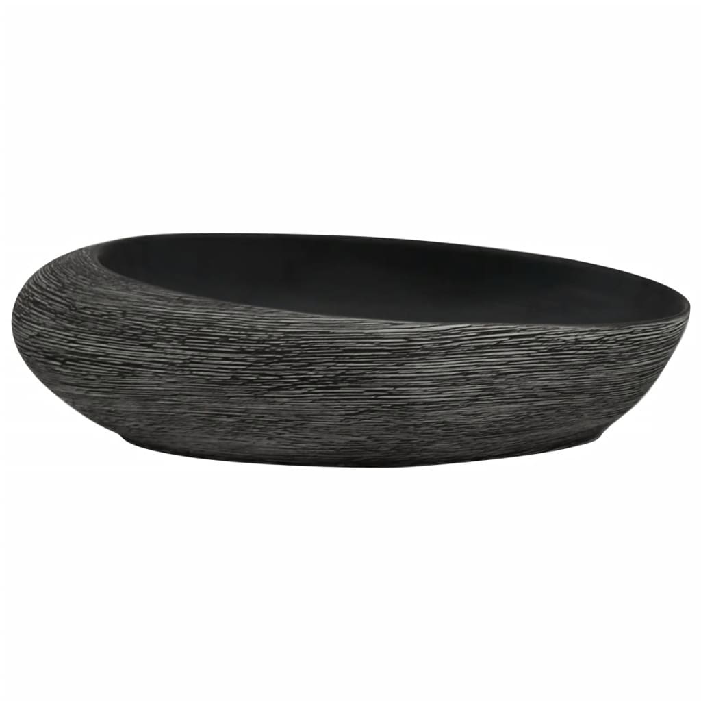 Vidaxx lavabo à poser ovale 59x40x14 cm céramique gris et noir