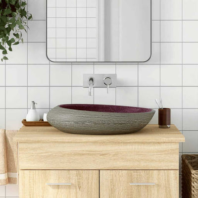 Vidaxl Staction Wasker Ovaal 59x40x14 cm en céramique violet et gris