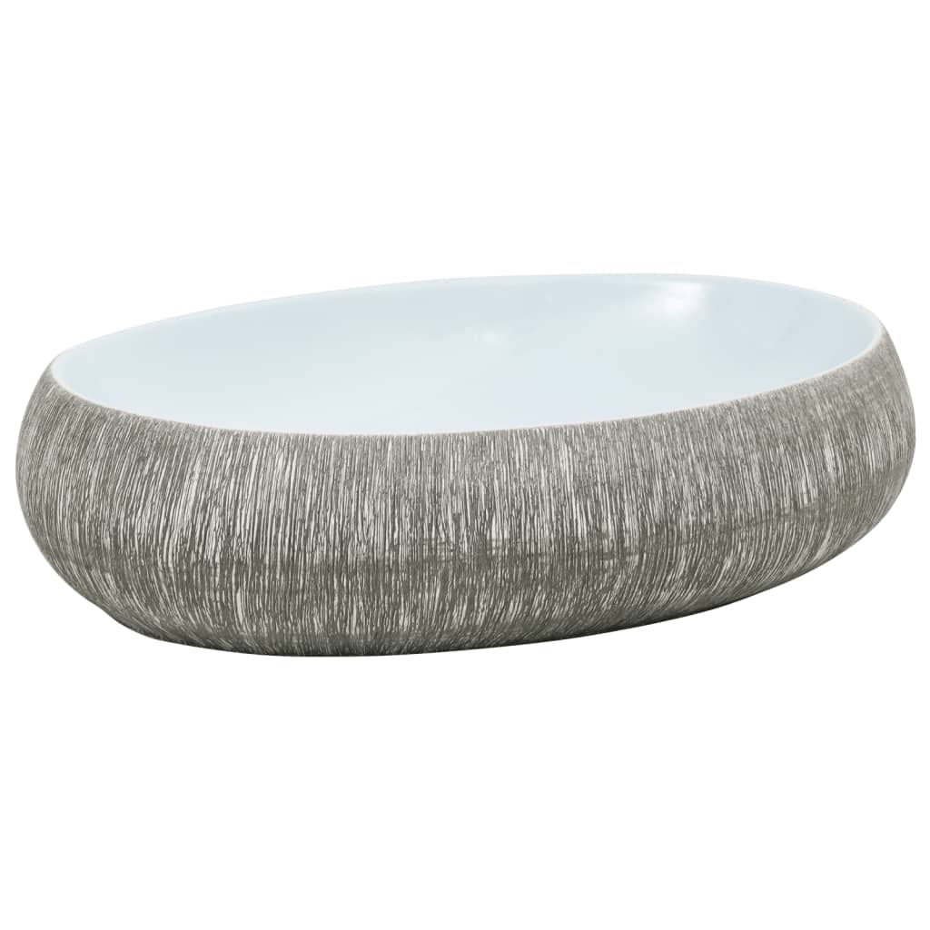 La stracture vidaxl étaitker ovaal 59x40x15 cm gris et bleu en céramique