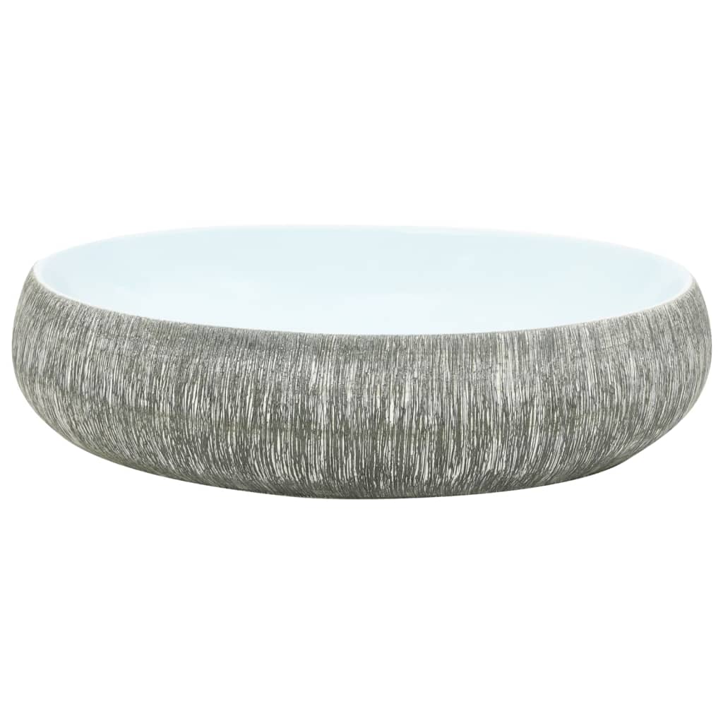 La stracture vidaxl étaitker ovaal 59x40x15 cm gris et bleu en céramique