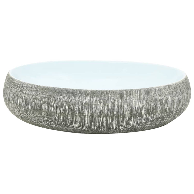 La stracture vidaxl étaitker ovaal 59x40x15 cm gris et bleu en céramique