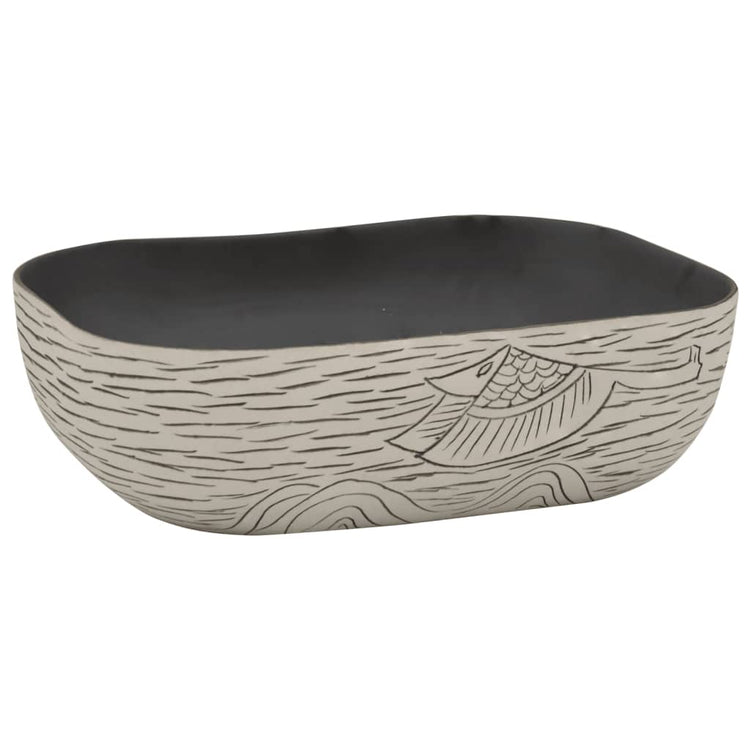Vidaxl Stracht Wasbok Regant 48x37.5x13,5 cm Grey et noir en céramique et noir