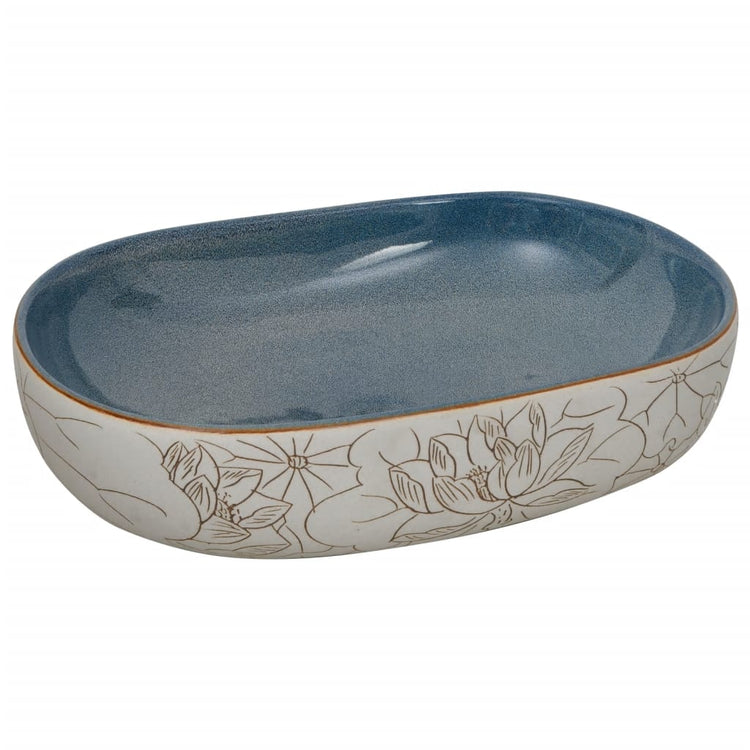 Vidaxl straction lavage interdise ovaal 59x40x14 cm sable en céramique -colore et bleu