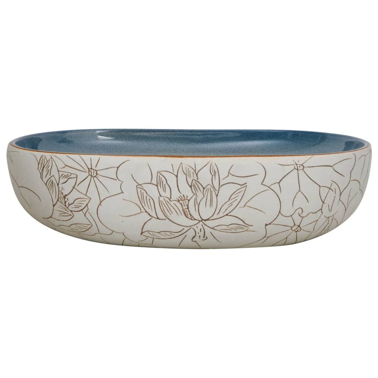 Vidaxl straction lavage interdise ovaal 59x40x14 cm sable en céramique -colore et bleu