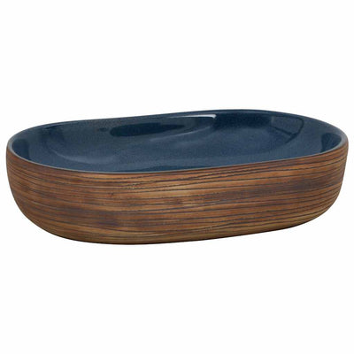 Vidaxl Staction Wasker Ovaal 59x40x14 cm Céramique brun et bleu