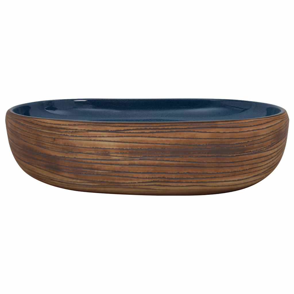 Vidaxl Staction Wasker Ovaal 59x40x14 cm Céramique brun et bleu