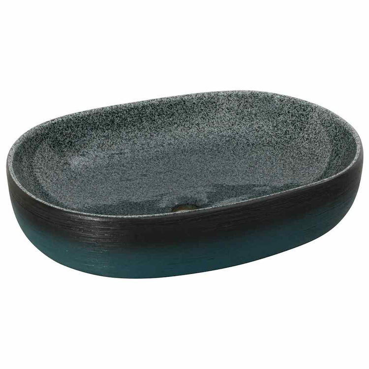 Vidaxl Staction Wasker Ovaal 59x40x14 cm Turquoise en céramique
