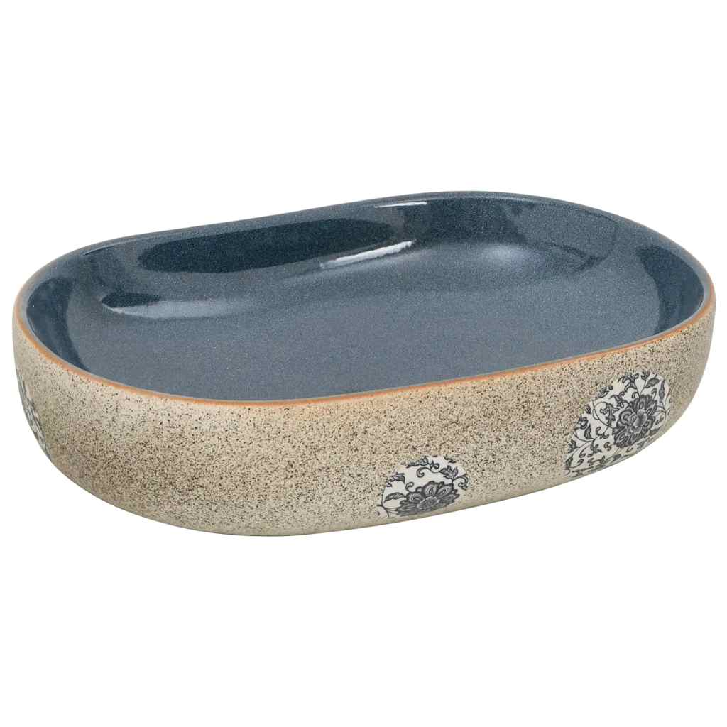 Vidaxl straction lavage interdise ovaal 59x40x14 cm sable en céramique -colore et bleu