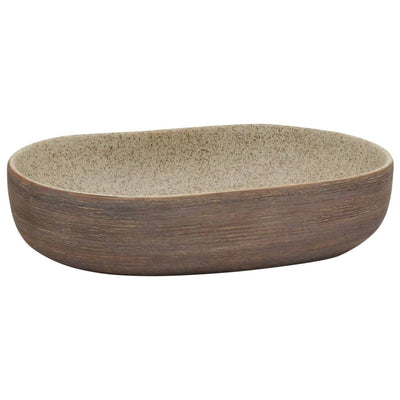 Vidaxl Staction Wash Ban Ovaal 59x40x14 cm Sable en céramique -colore et marron