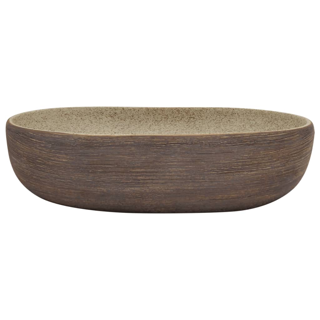Vidaxl Staction Wash Ban Ovaal 59x40x14 cm Sable en céramique -colore et marron