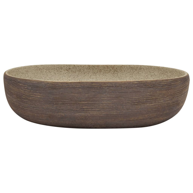 Vidaxl Staction Wash Ban Ovaal 59x40x14 cm Sable en céramique -colore et marron