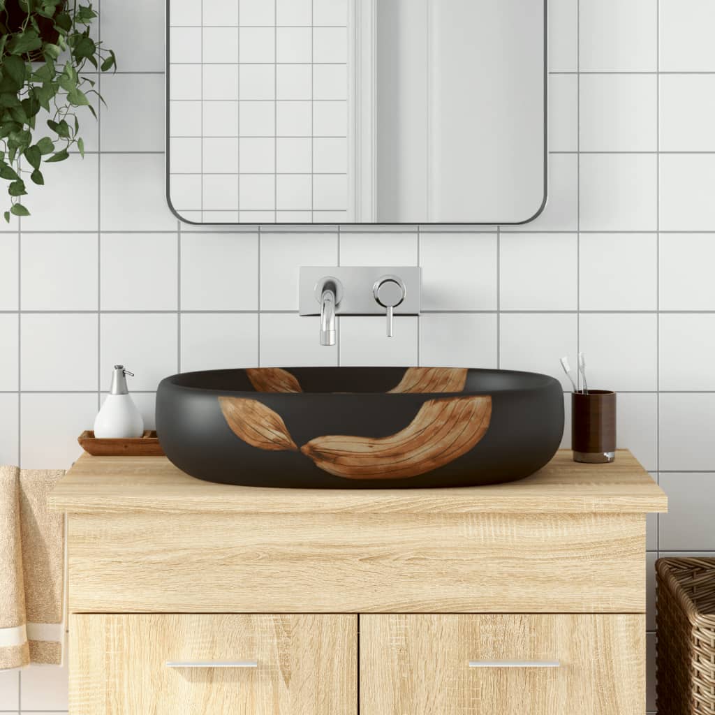 Vidaxl Staction Wasker Ovaal 59x40x14 cm Black en céramique