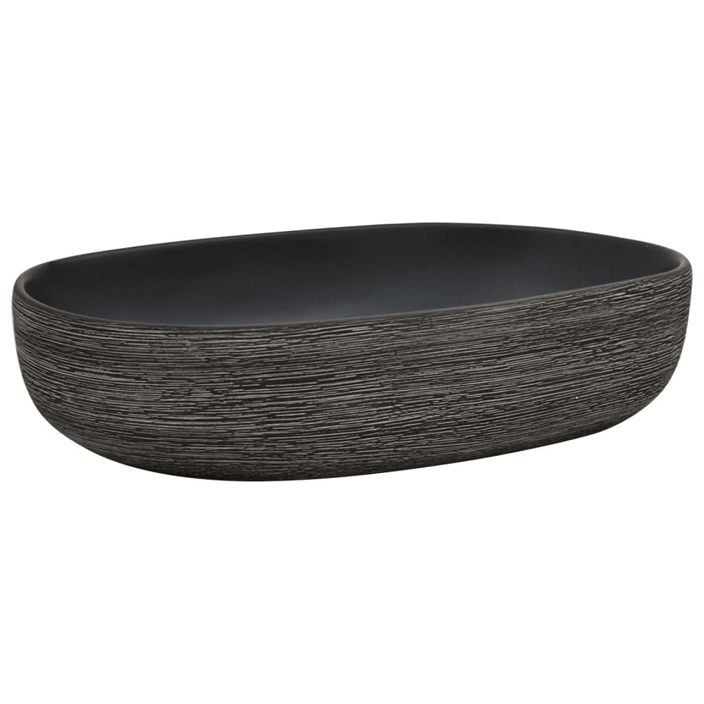 Vidaxx lavabo à poser ovale 59x40x14 cm céramique gris et noir