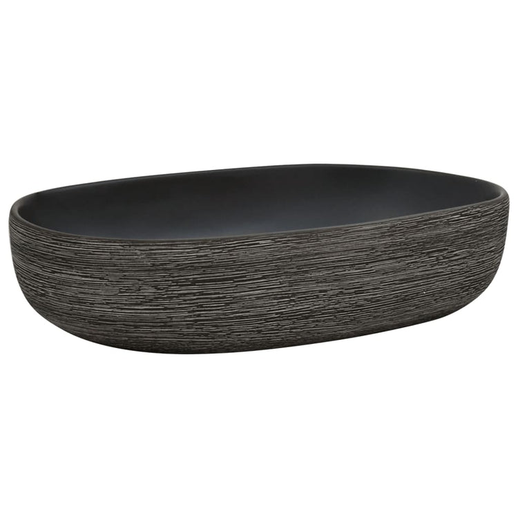 Vidaxx lavabo à poser ovale 59x40x14 cm céramique gris et noir