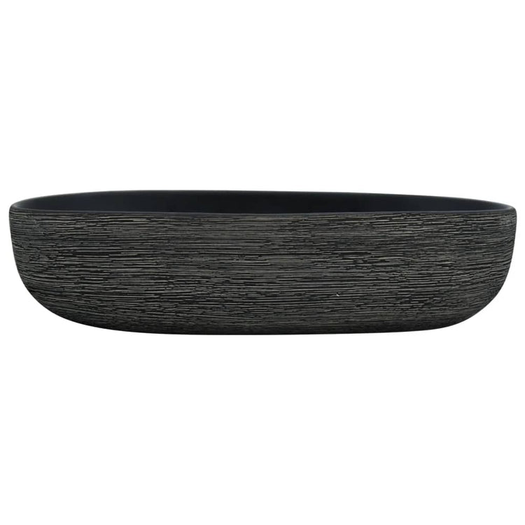 Vidaxx lavabo à poser ovale 59x40x14 cm céramique gris et noir