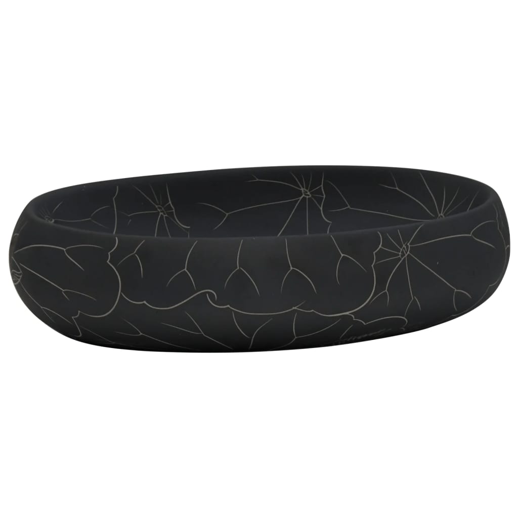 La stracture vidaxl étaitker ovaal 59x40x15 cm en céramique noir