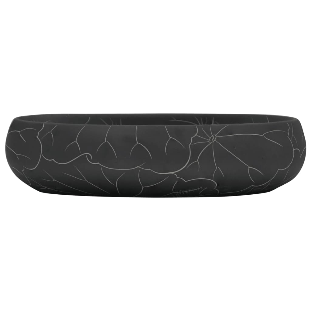La stracture vidaxl étaitker ovaal 59x40x15 cm en céramique noir