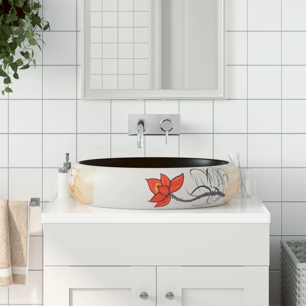 Vidaxl Staction Wasker Ovaal 59x40x15 cm Céramique Multi-Color