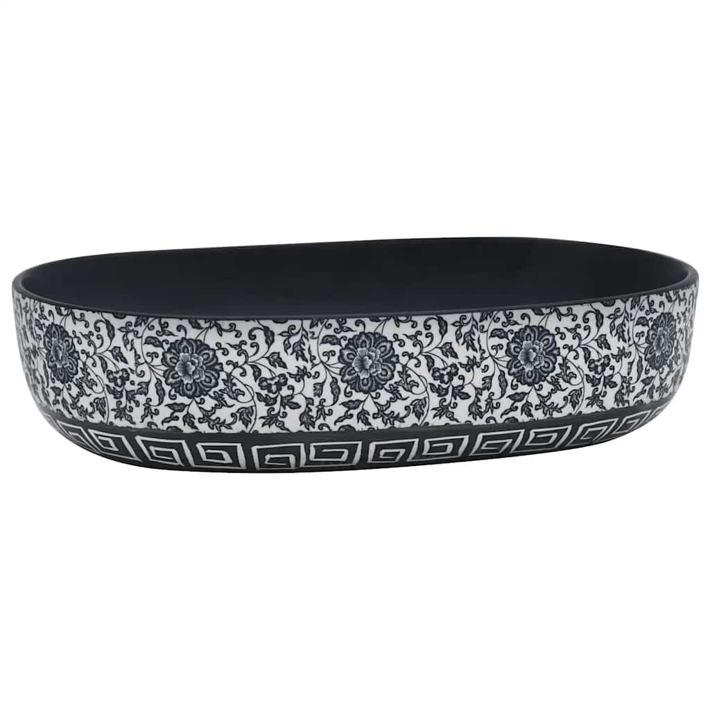 Vidaxl Staction Wasker Ovaal 59x40x14 cm Céramique noir et bleu