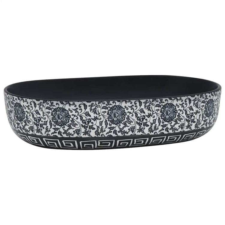 Vidaxl Staction Wasker Ovaal 59x40x14 cm Céramique noir et bleu