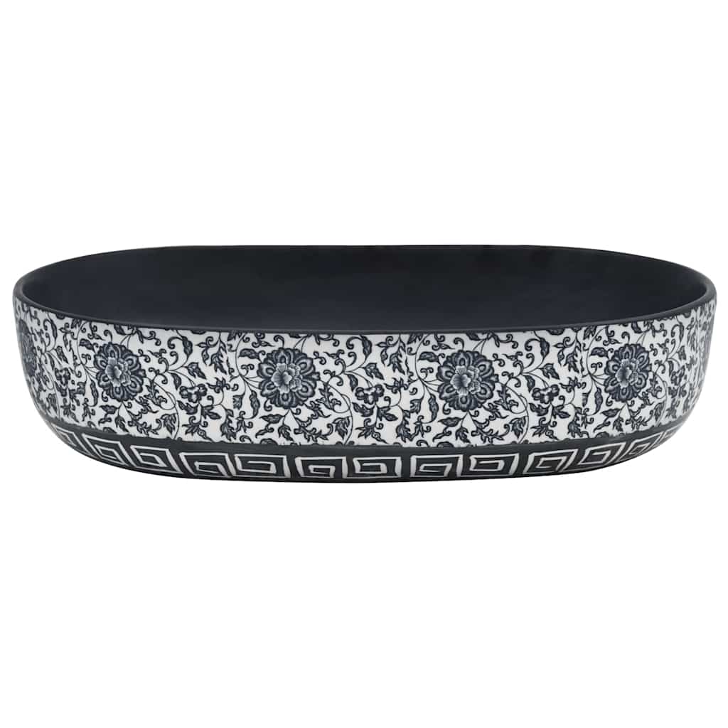 Vidaxl Staction Wasker Ovaal 59x40x14 cm Céramique noir et bleu