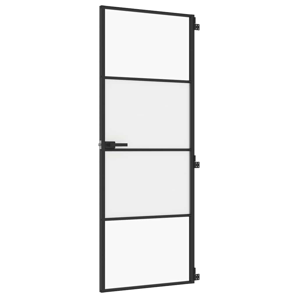 Vidaxl Porte intérieure étroite 76x201,5 cm Verre durcie et aluminium noir