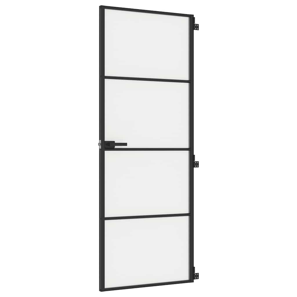 Vidaxl Porte intérieure étroite 76x201,5 cm Verre durcie et aluminium noir