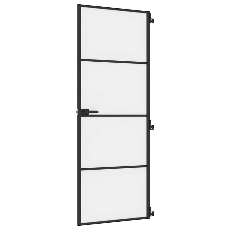 Vidaxl Porte intérieure étroite 76x201,5 cm Verre durcie et aluminium noir