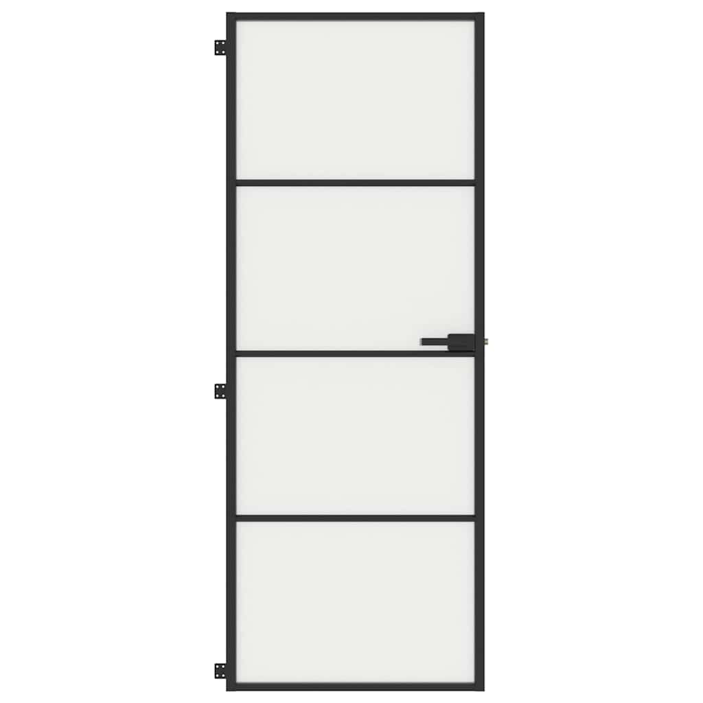 Vidaxl Porte intérieure étroite 76x201,5 cm Verre durcie et aluminium noir