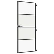 Vidaxl Porte intérieure étroite 83x201,5 cm Verre durcie et noir en aluminium - afbeelding 2