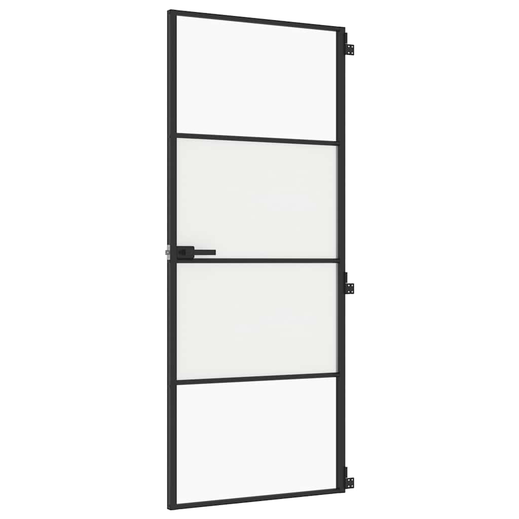 Vidaxl Porte intérieure étroite 83x201,5 cm Verre durcie et noir en aluminium