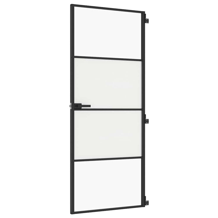 Vidaxl Porte intérieure étroite 83x201,5 cm Verre durcie et noir en aluminium