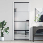 Vidaxl Porte intérieure étroite 83x201,5 cm Verre durcie et noir en aluminium - afbeelding 1