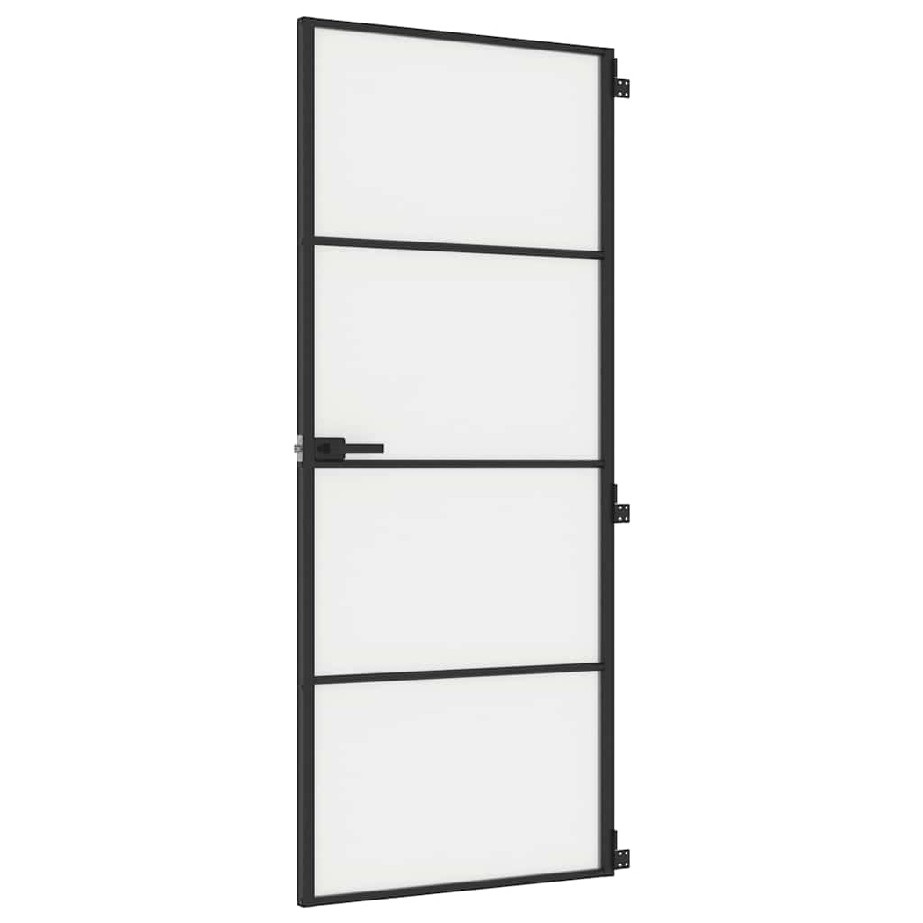 Vidaxl Porte intérieure étroite 83x201,5 cm Verre durcie et noir en aluminium
