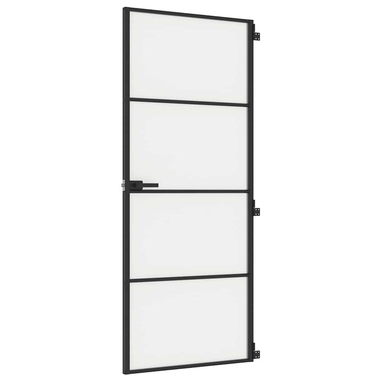 Vidaxl Porte intérieure étroite 83x201,5 cm Verre durcie et noir en aluminium