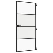 Vidaxl Porte intérieure étroite 93x201,5 cm Verre durcie et noir en aluminium - afbeelding 2