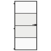 Vidaxl Porte intérieure étroite 93x201,5 cm Verre durcie et noir en aluminium - afbeelding 3