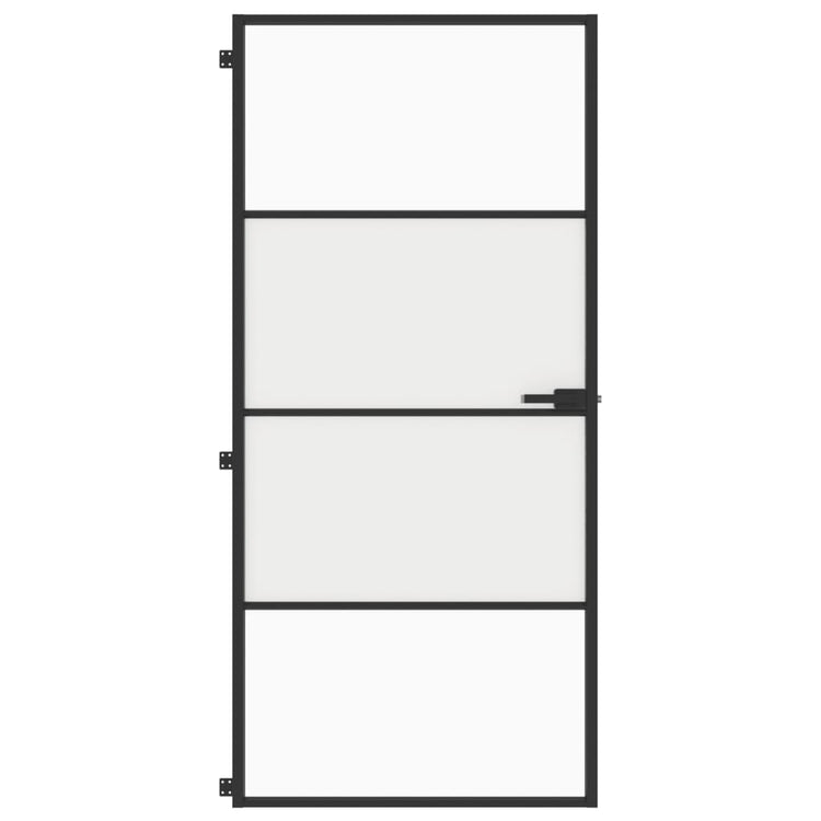 Vidaxl Porte intérieure étroite 93x201,5 cm Verre durcie et noir en aluminium