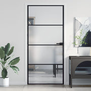 Vidaxl Porte intérieure étroite 93x201,5 cm Verre durcie et noir en aluminium - afbeelding 1
