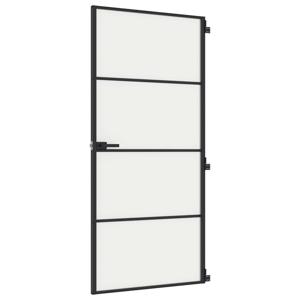 Vidaxl Porte intérieure étroite 93x201,5 cm Verre durcie et noir en aluminium