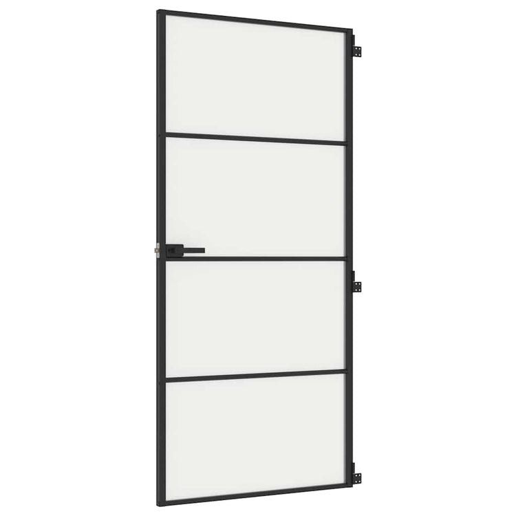 Vidaxl Porte intérieure étroite 93x201,5 cm Verre durcie et noir en aluminium