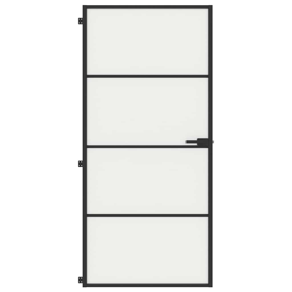 Vidaxl Porte intérieure étroite 93x201,5 cm Verre durcie et noir en aluminium