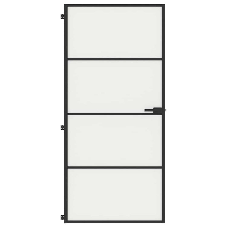 Vidaxl Porte intérieure étroite 93x201,5 cm Verre durcie et noir en aluminium
