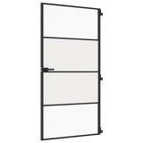 Vidaxl Porte intérieure étroite 102.5x201,5 cm Verre durcie et noir en aluminium - afbeelding 2