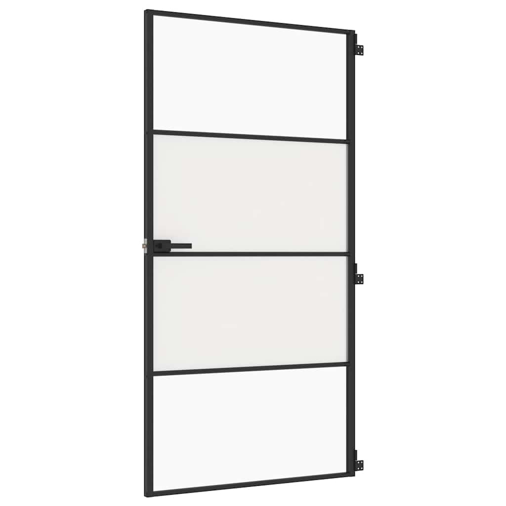 Vidaxl Porte intérieure étroite 102.5x201,5 cm Verre durcie et noir en aluminium