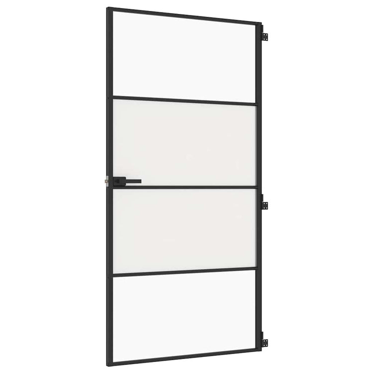 Vidaxl Porte intérieure étroite 102.5x201,5 cm Verre durcie et noir en aluminium