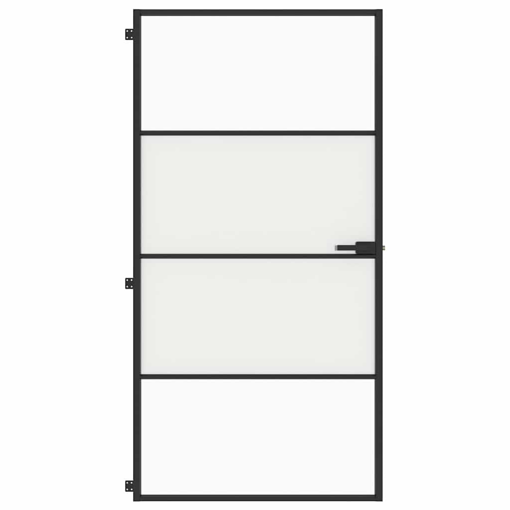 Vidaxl Porte intérieure étroite 102.5x201,5 cm Verre durcie et noir en aluminium