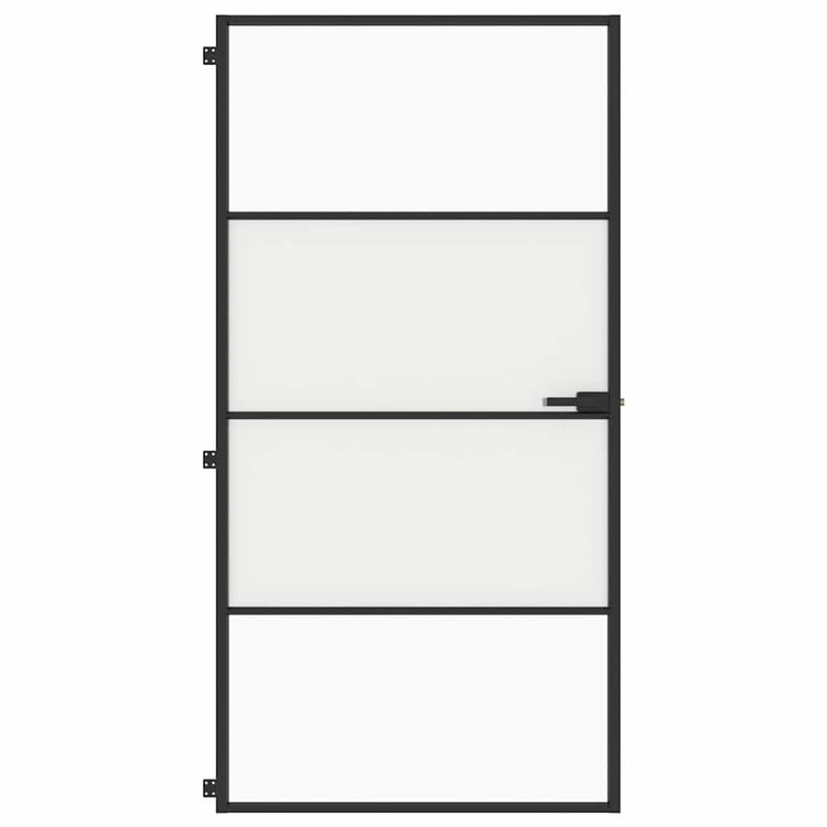 Vidaxl Porte intérieure étroite 102.5x201,5 cm Verre durcie et noir en aluminium
